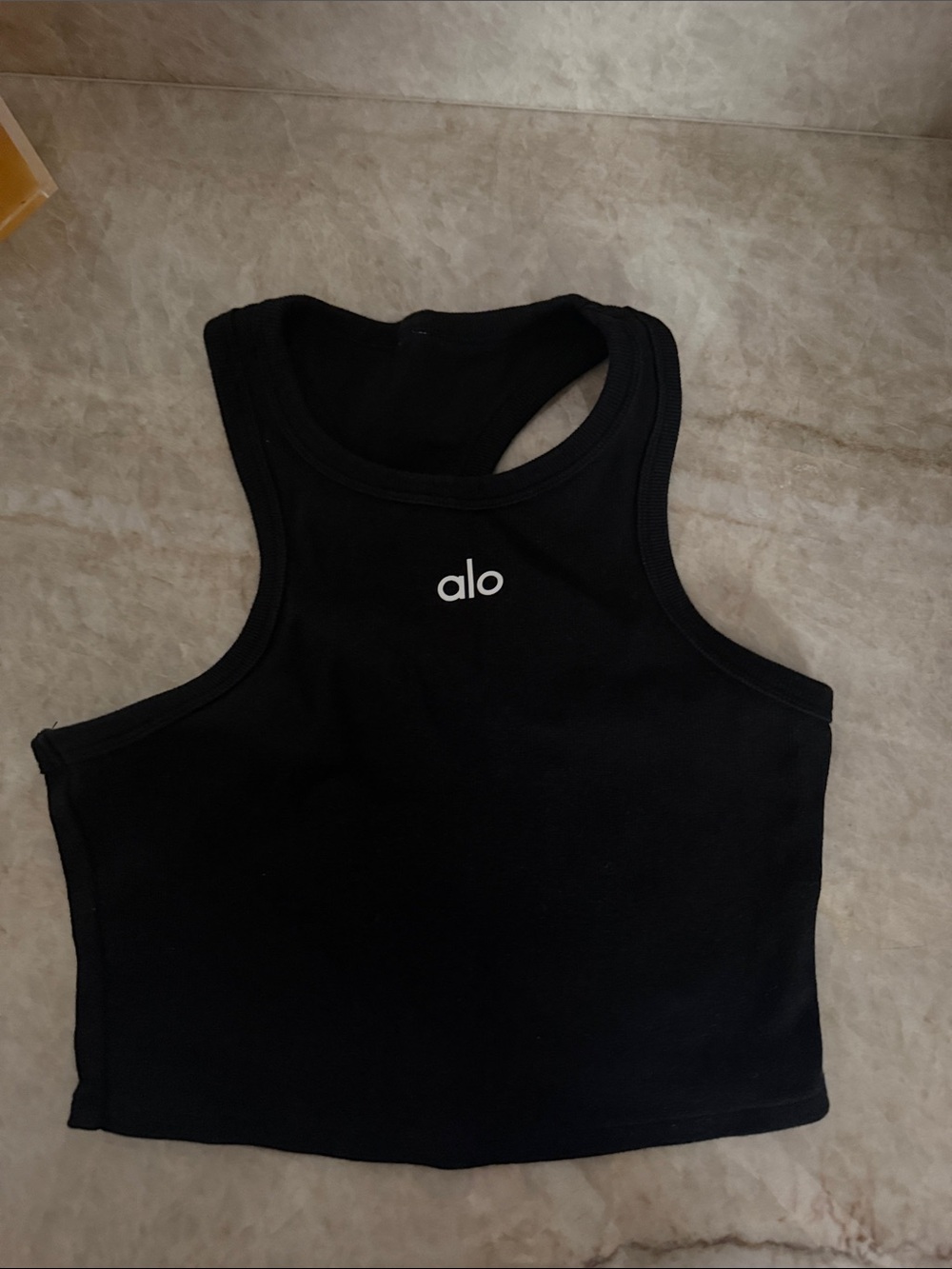 ALO Yoga Black Ribbed Racerback Crop Top